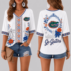 Florida Gators Women’s Floral V-Neck Shirt