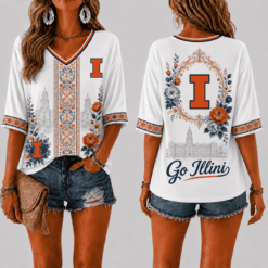 Illinois Fighting Illini Women’s Floral V-Neck Shirt
