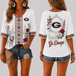 Georgia Bulldogs Women’s Floral V-Neck Shirt