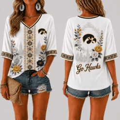 Iowa Hawkeyes Women’s Floral V-Neck Shirt