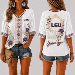 LSU Tigers Women’s Floral V-Neck Shirt