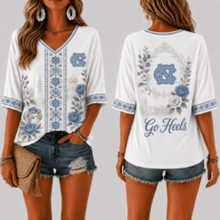 North Carolina Tar Heels Women’s Floral V-Neck Shirt
