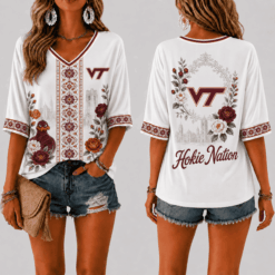 Virginia Tech Hokies Women’s Floral V-Neck Shirt