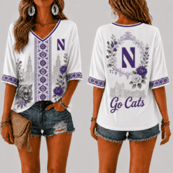 Northwestern Wildcats Women’s Floral V-Neck Shirt