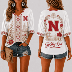 Nebraska Cornhuskers Women’s Floral V-Neck Shirt
