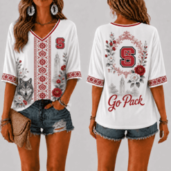 NC State Wolfpack Women’s Floral V-Neck Shirt