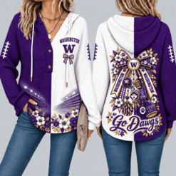 Washington Huskies Waffle Knit Football Fan Hoodie