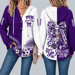 TCU Horned Frogs Waffle Knit Football Fan Hoodie
