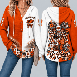Oklahoma State Cowboys Waffle Knit Football Fan Hoodie
