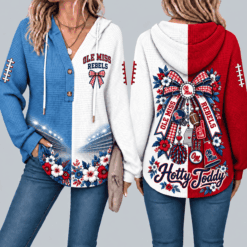 Ole Miss Rebels Waffle Knit Football Fan Hoodie