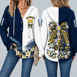 Michigan Wolverines Waffle Knit Football Fan Hoodie