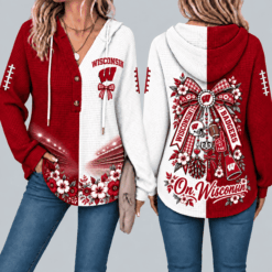 Wisconsin Badgers Waffle Knit Football Fan Hoodie