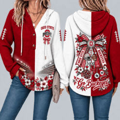 Ohio State Buckeyes Waffle Knit Football Fan Hoodie