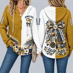 Georgia Tech Yellow Jackets Waffle Knit Football Fan Hoodie
