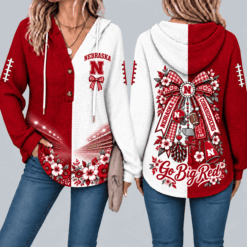 Nebraska Cornhuskers Waffle Knit Football Fan Hoodie