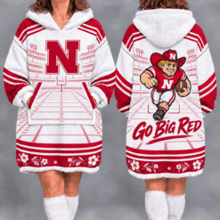 Nebraska Cornhuskers Fan Women’s Oversized Sherpa Blanket Hoodie