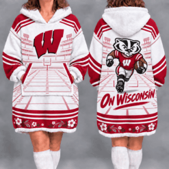 Wisconsin Badgers Fan Women’s Oversized Sherpa Blanket Hoodie