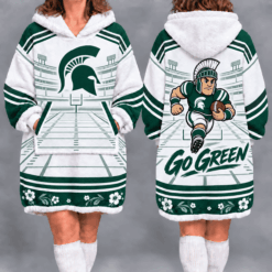 Michigan State Spartans Fan Women’s Oversized Sherpa Blanket Hoodie