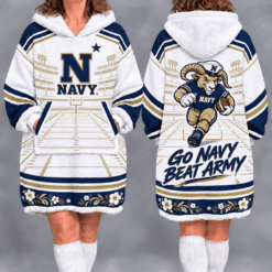 Navy Midshipmen Fan Women’s Oversized Sherpa Blanket Hoodie